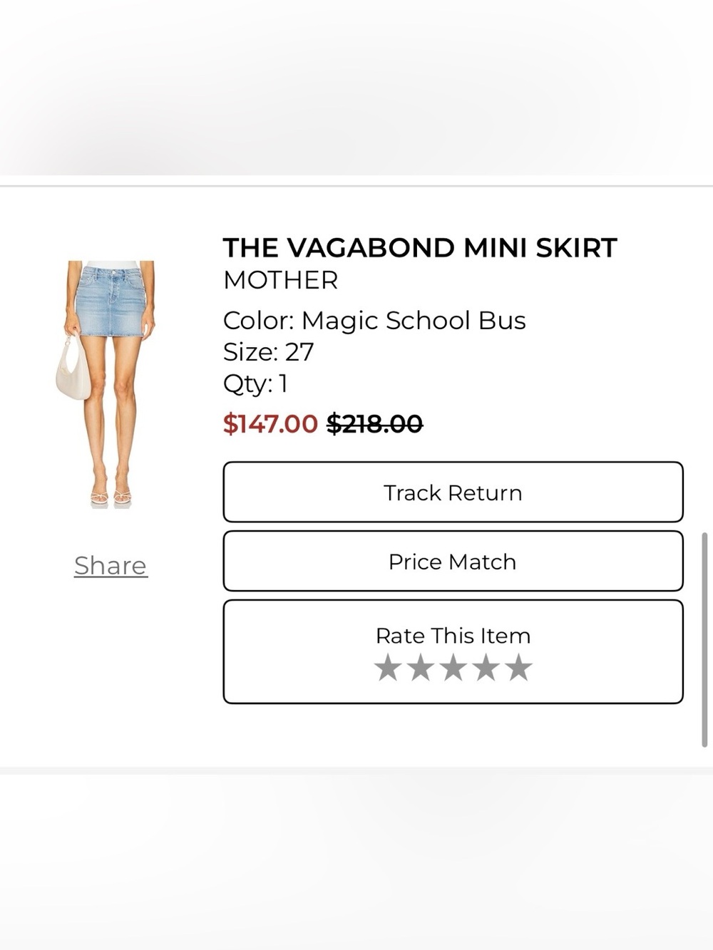 [Never Worn] MOTHER The Vagabond Mini Skirt - Picture 5 of 5